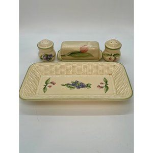 Pfatlzgraff "Garden Party" Serving Tray w/Matching Salt & Pepper, Butter Dish